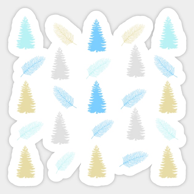 Cute  Pine Tree Leaves Pattern Sticker by Bubbly Tea